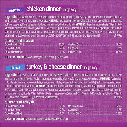 Friskies Purina Gravy Wet Cat Food Variety Pack, Poultry Shreds, Meaty Bits and Prime Filets - (Pack of 64) 5.5 oz. Cans