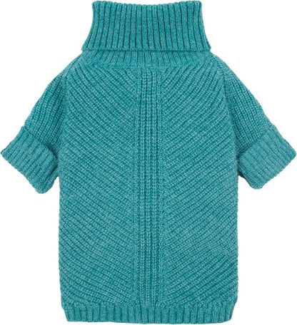 Fitwarm Turtleneck Dog Knitted Sweater, Thermal Winter Clothes for Small Dogs - Boy, Girl, Doggy Pullover Jumper, Pet Outfit, Teal Blue, XS