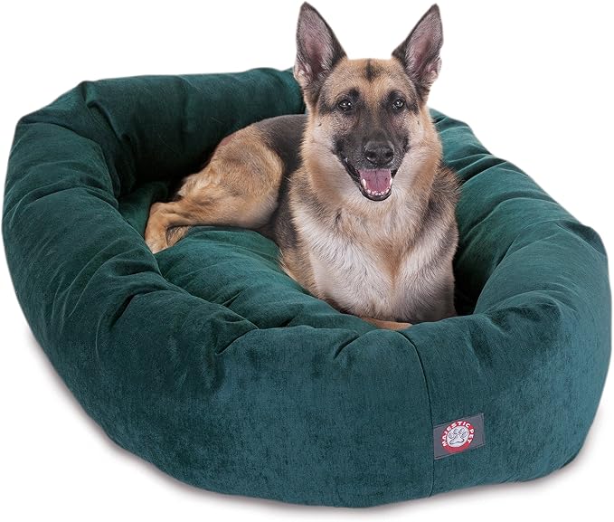 Majestic Pet 52-Inch Calming Donut Dog Bed – XL Washable Round Pet Bed with Micro Velvet – Orthopedic Spine Support for Head & Neck – Soft Fluffy Cuddler for Extra Large Dogs, 52x35x11, Marine