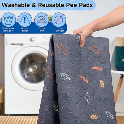 Sunheir Washable Pee Pads for Dogs , Thick Heavy Absorbency Reusable, Prevent Leakage, Waterproof , Non-Slip Pee Pads for Puppy Playpen, Crate, Whelping Box, Potty Training, Grey, 2 packs