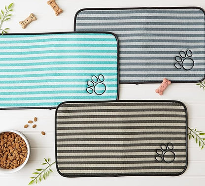 Bone Dry Machine Washable, Ultra Absorbent Pet Mat, 10x18, Green Stripe