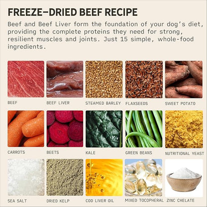 Tally's Ranch Freeze-Dried Raw Dog Food | Complete & Balanced Meal, Topper or Mixer | Real Beef | High Protein Diet for Picky Eaters | Vet Formulated, Made in USA, Whole Food Ingredients (2lb Bag)