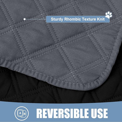 Smiry Waterproof Dog Bed Cover Pet Blanket, Soft Washable Dog Blanket for Furniture Bed Couch Sofa Reversible, Checkered (82"x120", Dark Grey/Black)