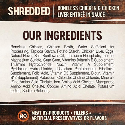 Wellness CORE Signature Selects Shredded Adult Canned Wet Cat Food, Natural, Protein Rich, Grain Free, Chicken Entrée Recipe, 5.3 oz, Pack of 12 Cans