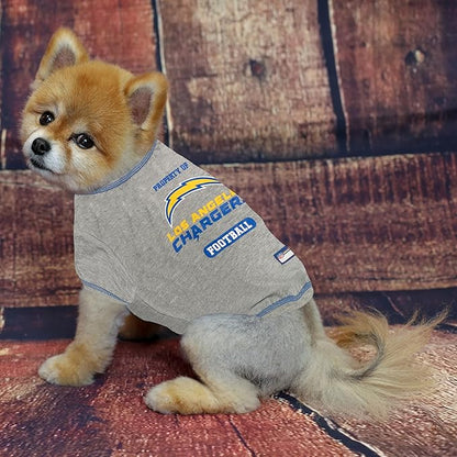 NFL Los Angeles Chargers Dog T-shirt Medium. - Licensed Shirt for Pets Team Colored with Team Logos- Premium Stretchable Materials for the comfort of your Dog & Cat