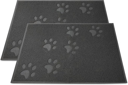 Andalus Small Cat Litter Mat, Pack of 2 - Waterproof, Non-Slip & Easy to Clean Cat Litter Box Mat for Extra Efficient Pet Litter-Trapping, Grey (15.75” X 11.75”)