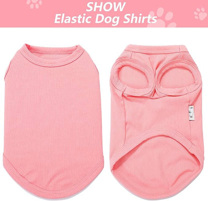 2 Pack Dog Clothes for Small Dogs Summer Dog Shirt Vest Girl Boy Lightweight Puppy T-Shirts Blank Soft and Cool Pet Clothing Sleeveless Medium Large Dog Outfit (Purple+L-Pink, Small)