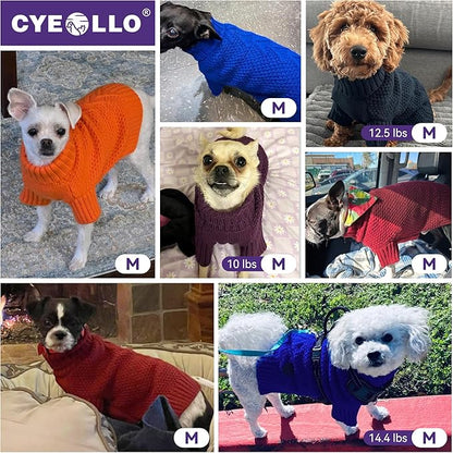 cyeollo Dog Sweaters Turtleneck Knitted Sweater with Long Sleeves Winter Pet Clothes Dog Sweaters for Small Dogs, Grey M