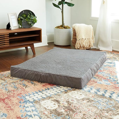 Happy Hounds Oscar Rectangle Orthopedic Foam Sherpa Dog Bed, Large (48 x 36 in.), Pewter