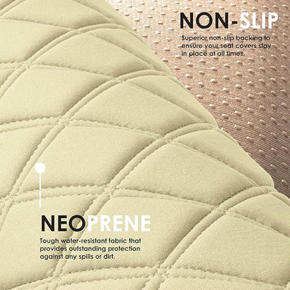 FH Group Car Seat Cushion Neosupreme Automotive Seat Cushions - Universal Fit, Rear Car Seat Cushion, Car Seat Cushions With Non-Slip Silicone Backing for SUV, Sedan, Van Rear Set Beige