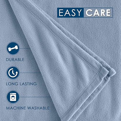 Full/Queen Size Fleece Blanket | Comfy Supersoft Fleece Blanket Full Size – All-Season Light Weight Throw Blanket | Luxuriously Soft | Throw Blanket for Couch and Sofa | Machine Wash | Blue