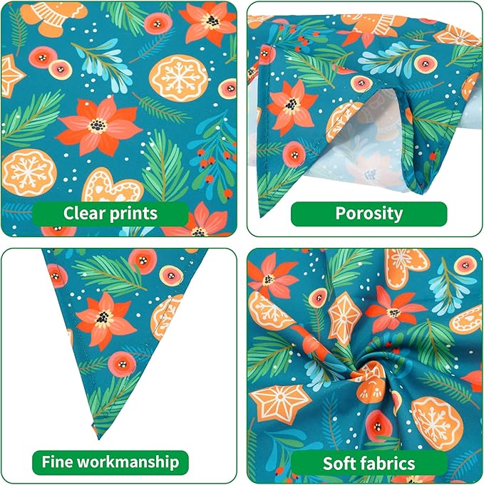 Christmas Dog Bandanas for Large Dogs Breed 7 Pcs Sewing Hemming Christmas Dog Bandanas XXL Adjustable Scarves Grooming L