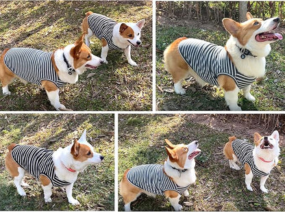 Koneseve Dog Shirt Vest Lightweight Stretchy Dog T-Shirts Soft Cool Sleeveless Stripe Vests Breathable Clothes for Puppy Kitty Cats Small Medium Large Dogs 2 Pack Black + Grey [ 6XL ]