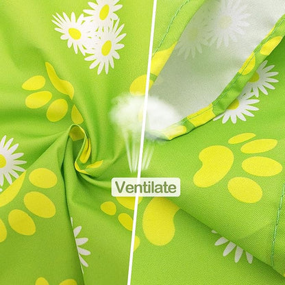 7 PCS Small Dog Bandanas Paw Print Hemming Seam Edge Dogs Bandana for Medium Cats Large Scarfs Party Grooming M