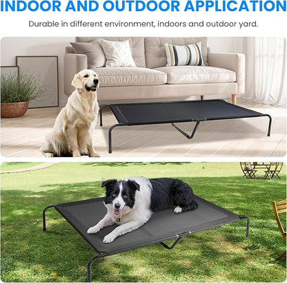 Simple Deluxe Cooling Elevated Dog Bed, Raised Portable Dog Cots Beds No-Slip Feet Durable Portable Indoor & Outdoor Pet Hammock Bed, 60x37x9 Inch, Black