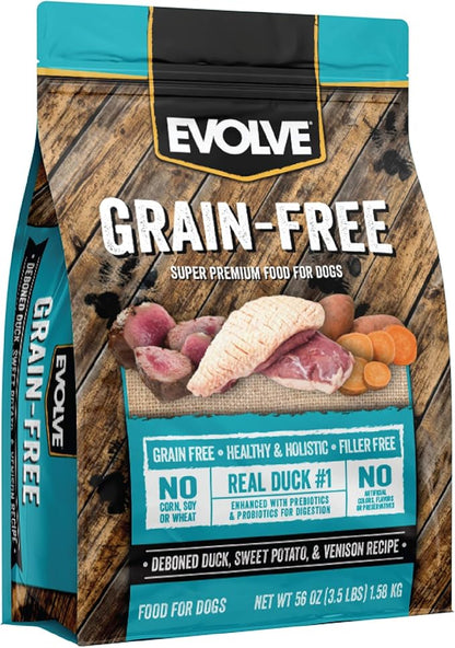Evolve Grain Free Deboned Duck, Sweet Potato & Venison Recipe Dry Dog Food, 11lb.