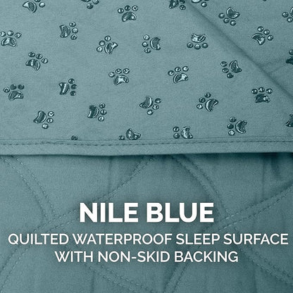 Furhaven Waterproof & Non-Slip Queen Size Mattress Cover Protector for Dogs & Cats, Washable, For Beds, Couches, & Car Seats - Quilted Twill Blanket Mattress Cover - Nile Blue, Large/Queen Size