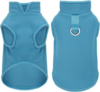 Sleeveless Pullover Fleece Vest for Small Dogs: Cozy Polyester Dog Jacket, Tank Top Sweater with Leash Ring and Armholes, Crisp, Warm, and Easy-to-Wear Design for Everyday Comfort Lake Blue 2XL