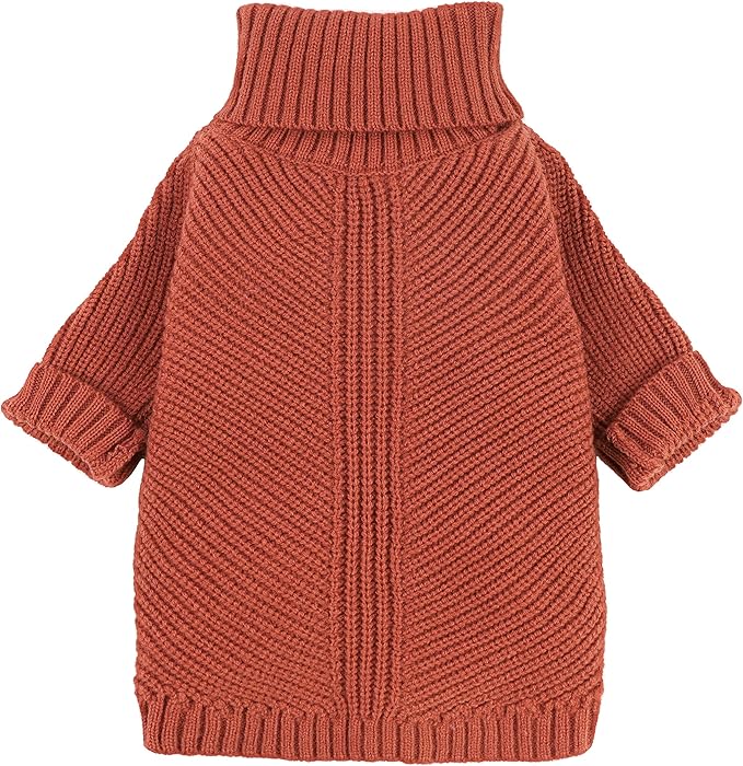 Fitwarm Thermal Knitted Dog Sweater Doggy Winter Coat Pet Clothes Doggie Turtleneck Jacket Puppy Outfits Cat Sweatsuit Red Medium