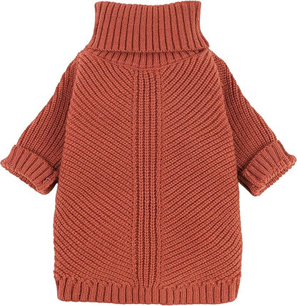Fitwarm Thermal Knitted Dog Sweater Doggy Winter Coat Pet Clothes Doggie Turtleneck Jacket Puppy Outfits Cat Sweatshirt Red X-Large