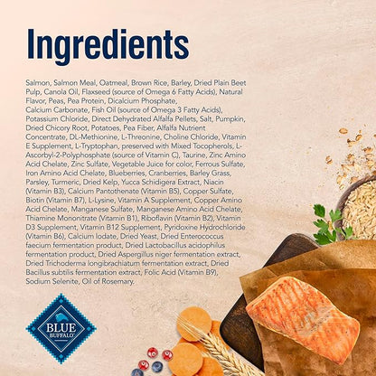 Blue Buffalo True Solutions Skin & Coat Care Natural Dry Dog Food for Adult Dogs, Salmon, 24-lb. Bag