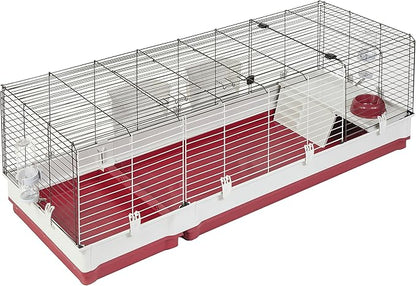 Midwest Homes for Pets Deluxe Rabbit & Guinea Pig Cage, XX-Large, White & Red