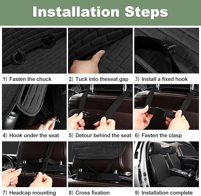 VarCozy Linen Car Seat Covers, Breathable Front Pair Seat Covers for Cars with Non-Slip Protector for All Seasons, Universal Front Seat Covers for Cars, SUVs, Trucks
