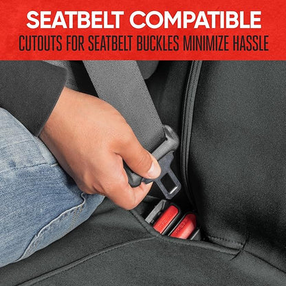 Motor Trend SpillGuard Waterproof Rear Bench Car Seat Cover, Black Stitching – Split Bench Rear Seat Protector with Neoprene Padding, Back Seat Cover for Kids & Dogs, Car Interior Covers