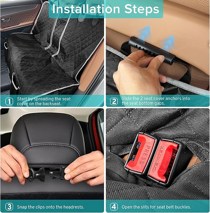Dog Car Seat Cover Compatible with Tesla Model 3 Model Y 2017-2026 Back Seat Accessories Highlander Juniper, Waterproof Pet Bench Backseat Covers with Non-Slip Backing 5/7 Seater