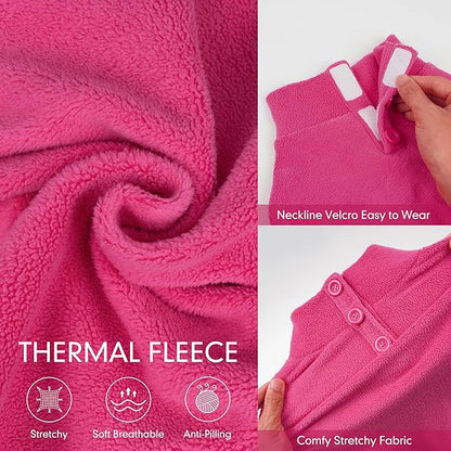 cyeollo Fleece Dog Pajamas Dog Pjs Jumpsuit Thermal Dogs Onesie Stretchable Doggie Coat Girls Pet Clothes for Medium Sized Dogs, Color Fuchsia