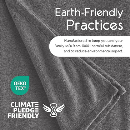 Twin Size Microfleece Fleece Blanket - Supersoft Lightweight Plush Throw for Bed, Couch, Travel & Pets - All-Season Comfort - Gray