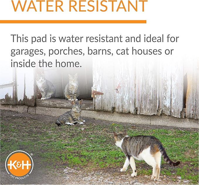 K&H Pet Products Heated Extreme Weather Outdoor Kitty Pad, Waterproof Heated Cat Mat, Pet Warmer for Outside Feral Cat Houses, Indoor Outdoor Warming Pet Mat - Small 12.5x18.5in Black 40W
