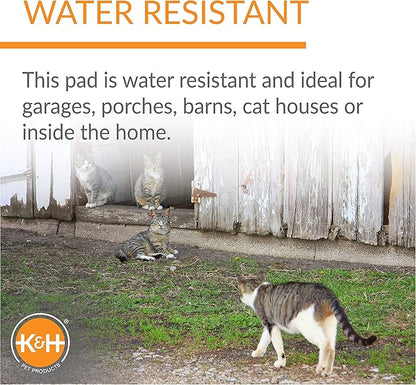K&H Pet Products Heated Extreme Weather Outdoor Kitty Pad, Waterproof Heated Cat Mat, Pet Warmer for Outside Feral Cat Houses, Indoor Outdoor Warming Pet Mat - Small 12.5x18.5in Black 40W