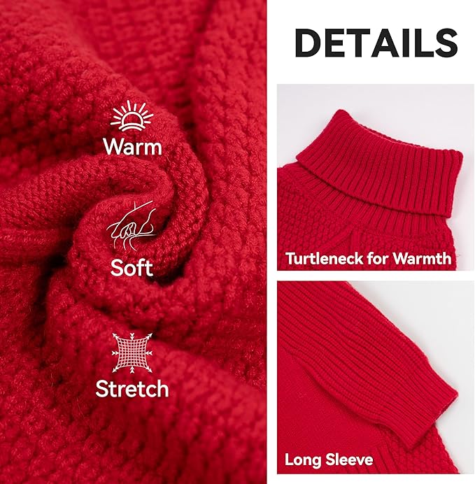 cyeollo 4XL Dog Christmas Sweater, Stretchy & Cozy Warm Dog Sweaters for Giant Dogs Boy, Pullover Knit Fall Winter Sweatshirt Big Dogs Clothes, Doberman Great Dane Apparel, Red XXXXL