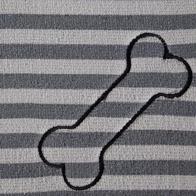 Bone Dry Machine Washable, Ultra Absorbent Pet Mat, 12x18, Gray Stripe (Pack of 2)