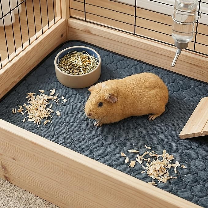 2 Pack Guinea Pig Cage Liners - Washable Guinea Pig Pee Pads, Waterproof Reusable & Anti Slip Guinea Pig Bedding Fast and Super Absorbent Pee Pad for Small Animals Rabbit Hamster Rat