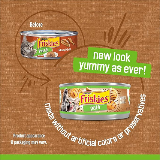 Friskies Purina Wet Cat Food, Pate Mixed Grill - (Pack of 48) 5.5 oz. Cans