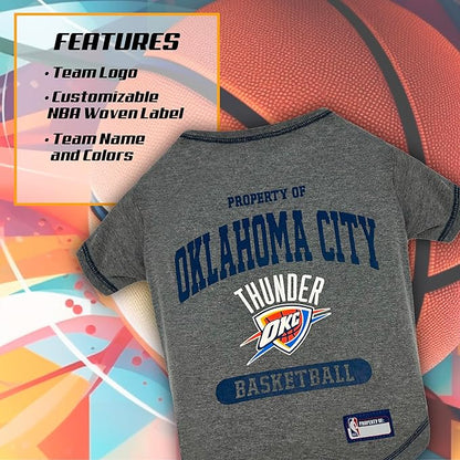 Pets First NBA Licensed Hoodies & T-shirt for Dogs & Cats, Oklahoma City Thunder, Medium