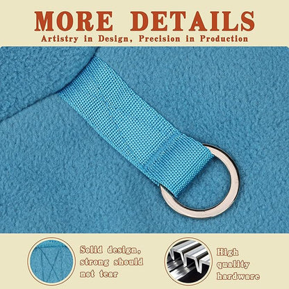 Sleeveless Pullover Fleece Vest for Small Dogs: Cozy Polyester Dog Jacket, Tank Top Sweater with Leash Ring and Armholes, Crisp, Warm, and Easy-to-Wear Design for Everyday Comfort Lake Blue L