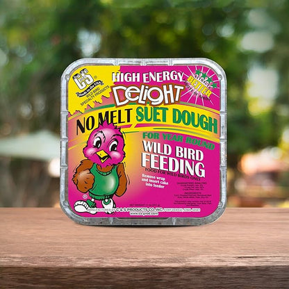 C&S High Energy Delight No Melt Suet Dough, Suet Cakes for Wild Birds Including Woodpeckers, Nuthatches, Chickadees and More, Pack of 8