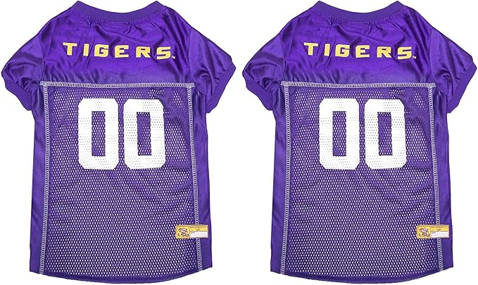 NCAA College Louisiana State University Tigers Mesh Jersey for Dogs & Cats, X-Large. Licensed Big Dog Jersey with Your Favorite Football/Basketball College Team (Pack of 2)