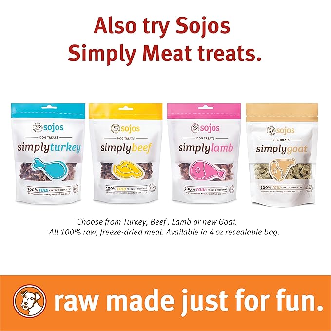 Sojos Complete Natural Grain Free Dry Raw Freeze Dried Dog Food Mix, Lamb, 2-Pound Bag