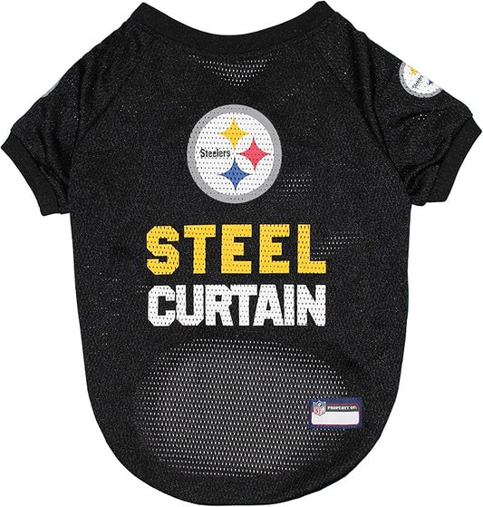 NFL PITTSBURGH STEELERS RAGLAN JERSEY "Steel Curtain" - Large. CUTEST FOOTBALL JERSEY for DOGS & CATS