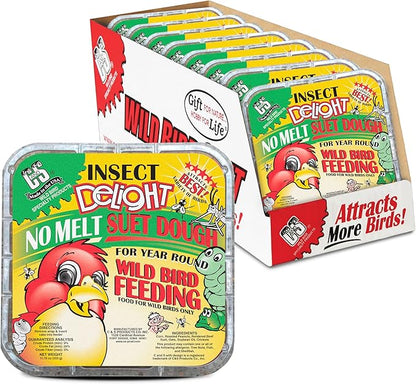 C&S Insect Delight No Melt Suet Dough, Suet Cakes for Wild Birds Including Robins, Blue Jays, Woodpeckers, Wrens, Bluebirds and More, 11.75 Ounces, Pack of 8