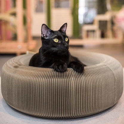 Elegant Home Fashions Cat Donut Bed Recycle Cardboard, Brown, 22.8"x 6.7" (DJ-CBD01001)