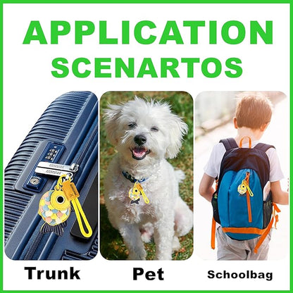 Leather Keychain Holder Case Compatible with AirTag,Cute Protective Cover with Keyring and Lanyard,Anti-Scratch Finder GPS Tracker Case for Wallet Keys,Bag,Pets,Backpack(Yellow Fish)