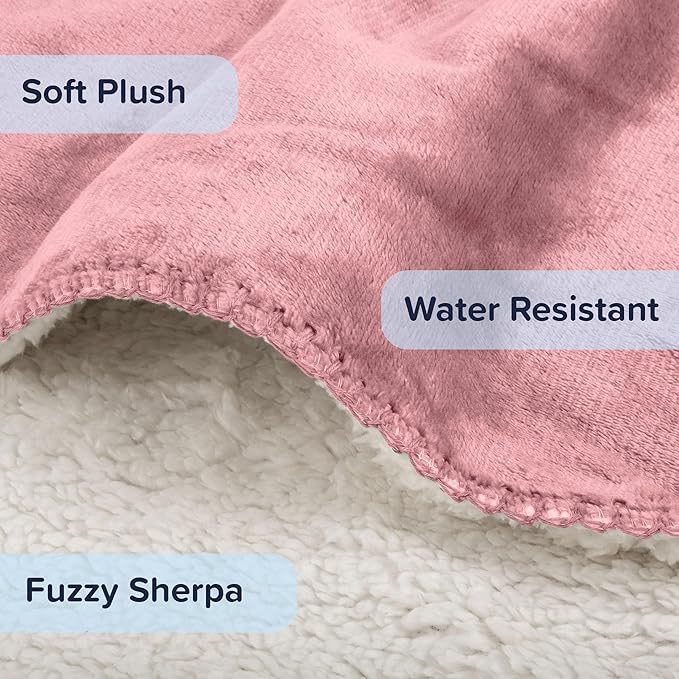 PETMAKER Dog Blanket - 60x80in Reversible Sherpa Blanket - Throw Blankets for Bed, Couch, Crate, or Car - Machine Washable Puppy Essentials (Pink)