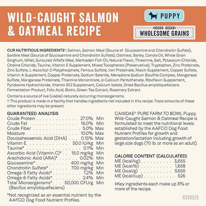 Canidae Pure Farm to Bowl Wild-Caught Salmon & Oatmeal, Puppy, Dog Food, 4lb