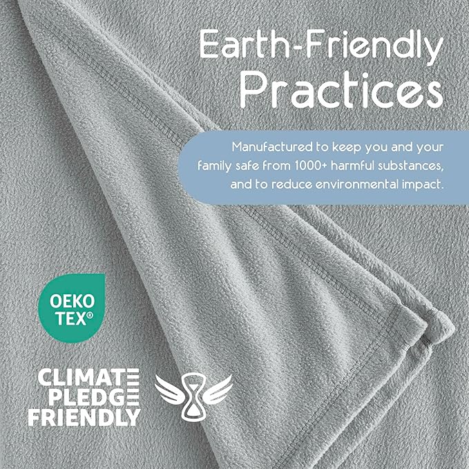 Twin Size Microfleece Blanket | Fleece Bed Blanket | All-Season Comfort | Supersoft Lightweight | Plush Throw Blanket for Bed Couch or Sofa | Pet-Friendly | Light Grey