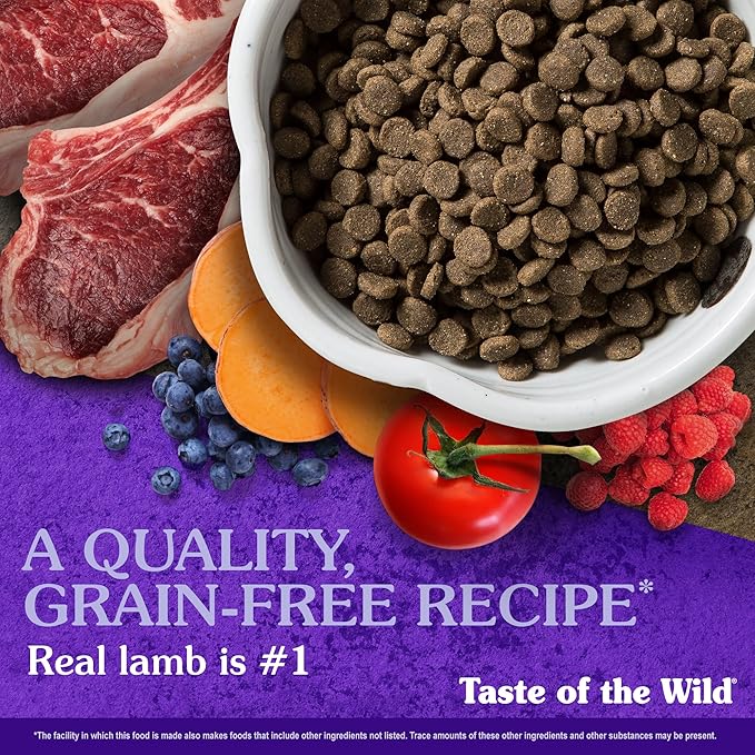 Taste of the Wild Sierra Mountain Grain-Free Canine Recipe with Roasted Lamb Dry Dog Food for All Life Stages, Made with High Protein from Real Lamb and Guaranteed Nutrients and Probiotics 14lb